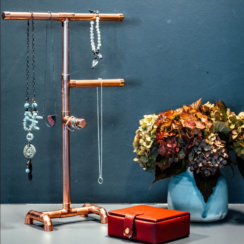 Copper Pipe Jewellery Stand Holder Shop Local Harrogate
